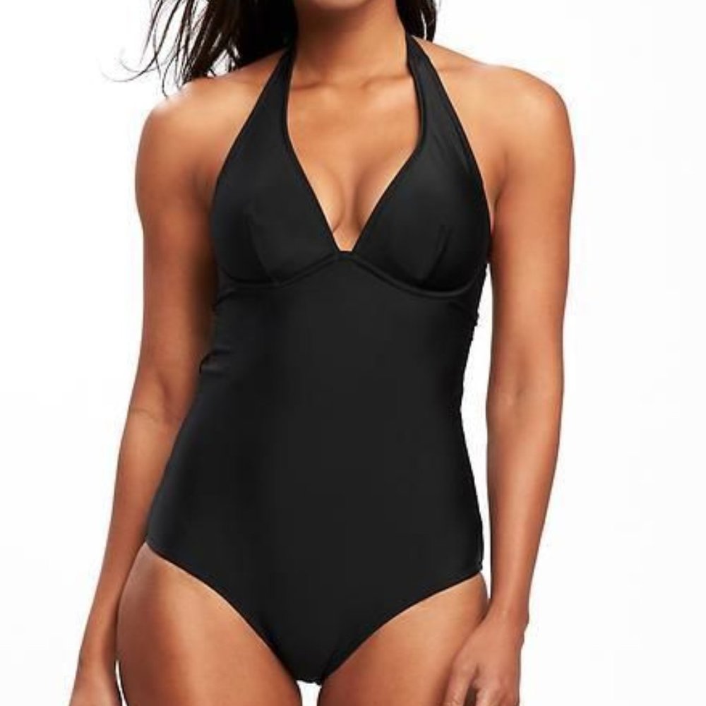 Old navy black Halter Underwire Swimsuit one piece